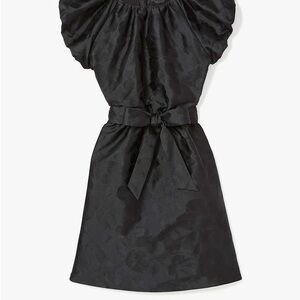 NWT Kate Spade Black Fall Poppies Taffeta Cocktail Dress XXS | Bow Waist